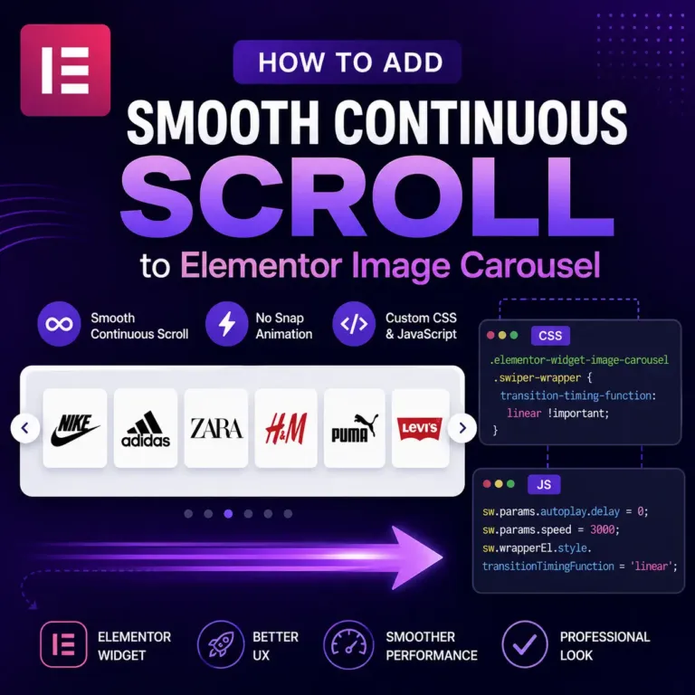 How to Add Smooth Continuous Scroll to Elementor Image Carousel (Step-by-Step Guide)